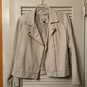 Off white/ light cream faux leather moto jacket